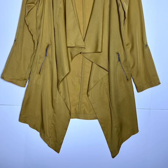 Eliane Rose Open Front Draped 100% Tencel Jacket Yellow Womens Medium - Picture 5 of 10